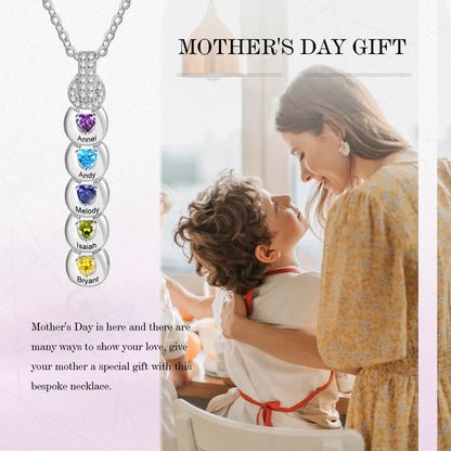 Personalized Necklace with Birthstone, Personalized Mom Necklace with Children's Names, Name Engraved Necklace for Mother's Day