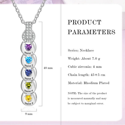 Personalized Necklace with Birthstone, Personalized Mom Necklace with Children's Names, Name Engraved Necklace for Mother's Day