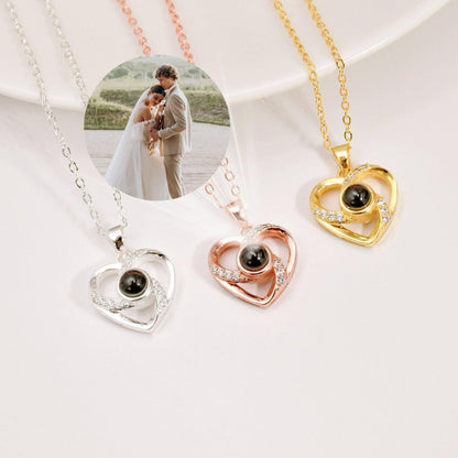 Personalized Photo Projection Necklace Jumping Heart Pendant With Picture Inside