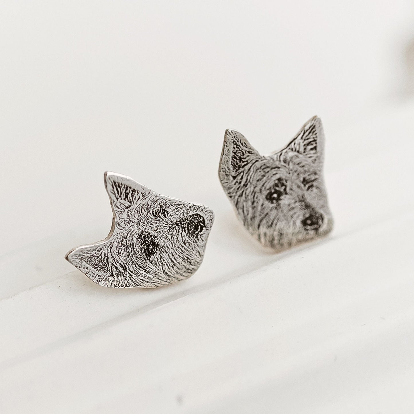 Pet face silhouette earrings