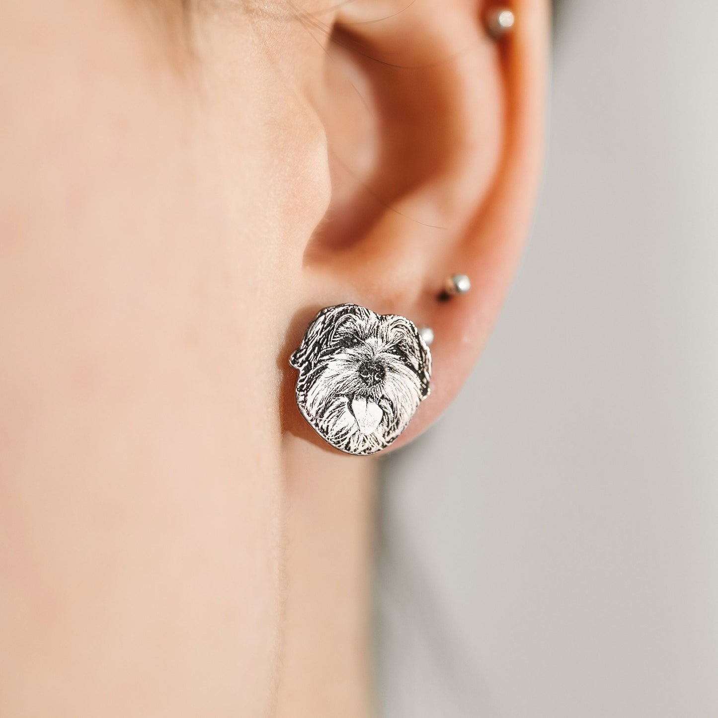 Pet face silhouette earrings