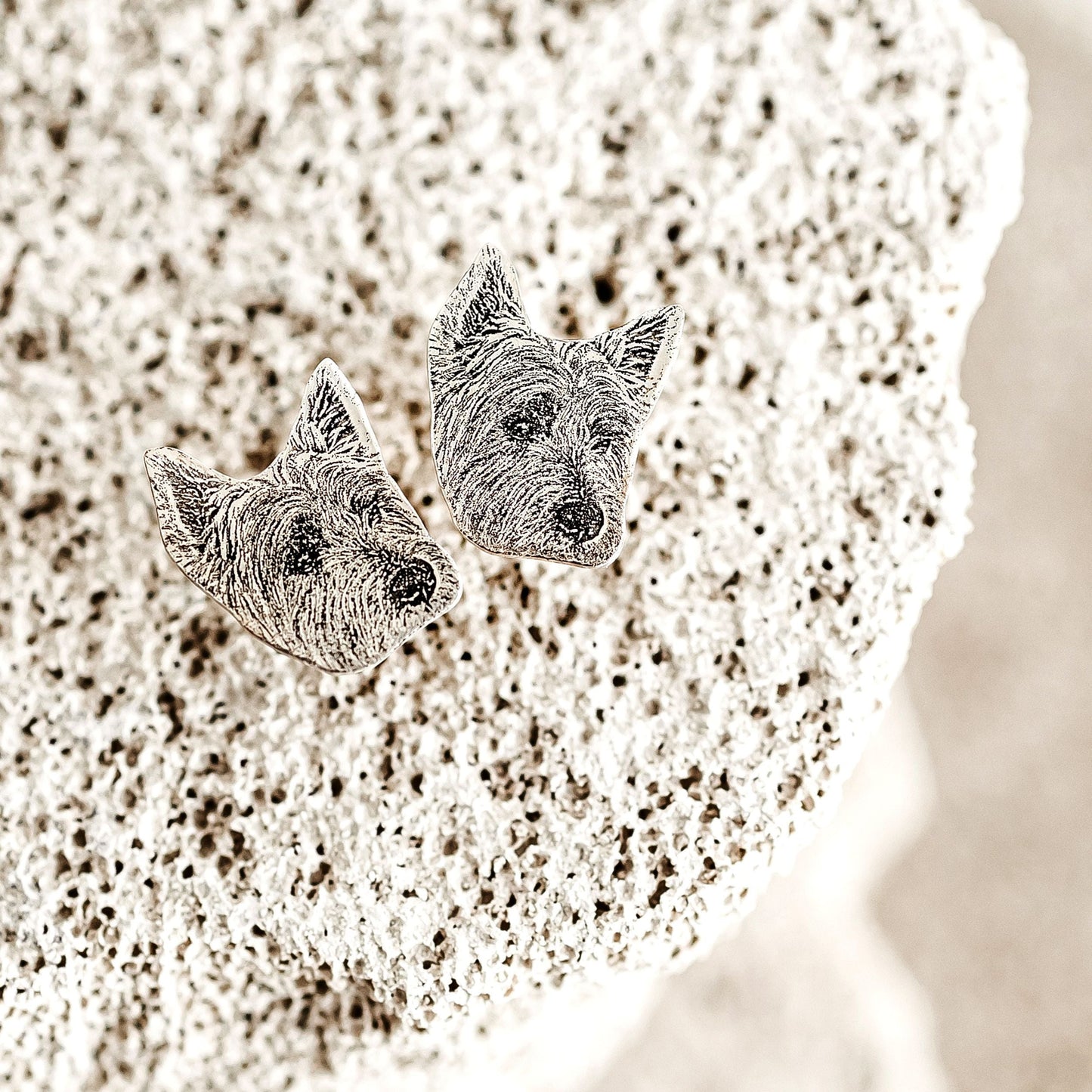 Pet face silhouette earrings