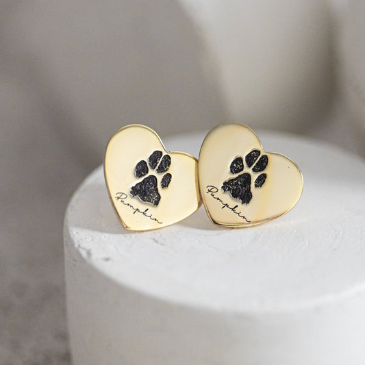 Pet Paw Heart Earrings