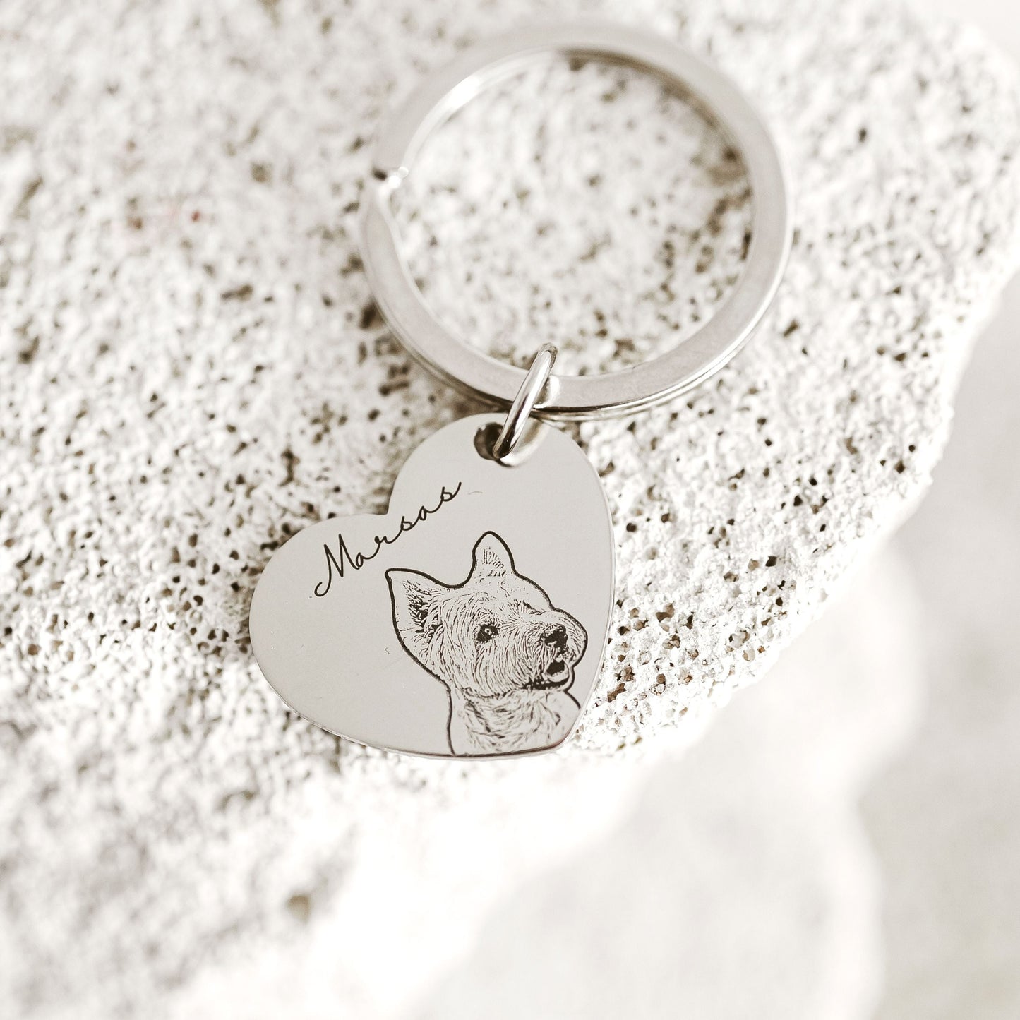 Pet Photo Heart Keychain