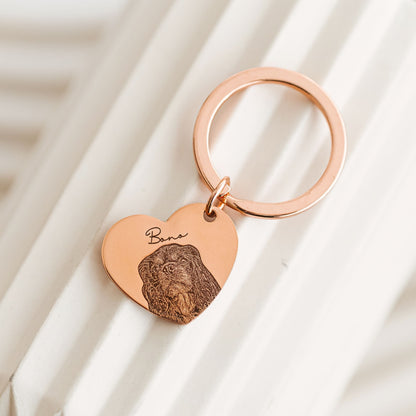 Pet Photo Heart Keychain