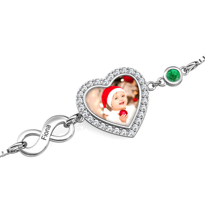 Photo Bracelet with Birthstone | Photo Charm Bracelet with Picture Inside