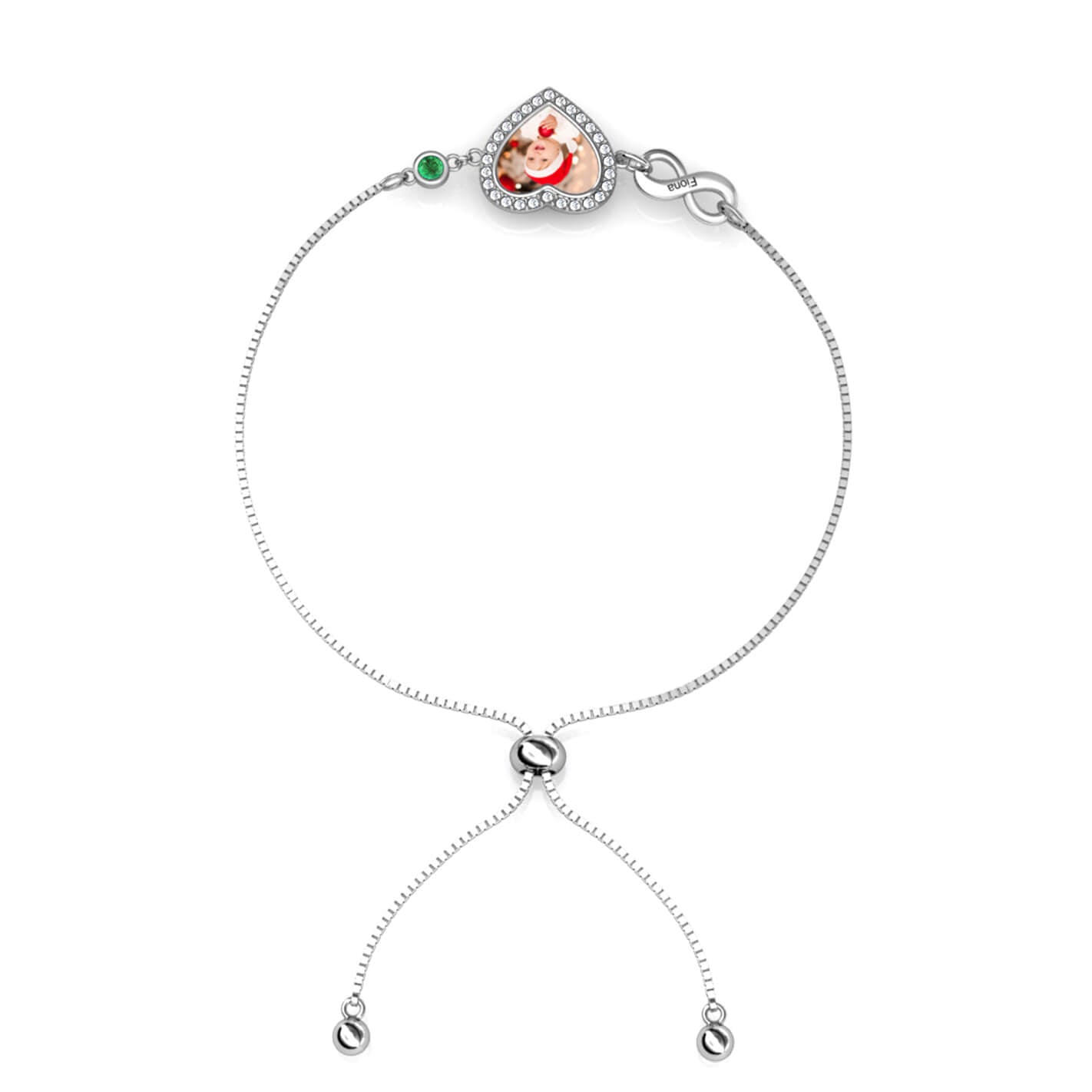 Photo Bracelet with Birthstone | Photo Charm Bracelet with Picture Inside