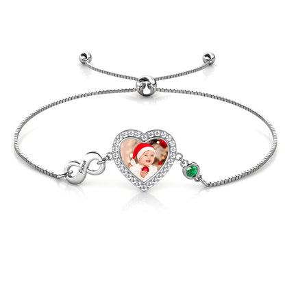 Photo Bracelet with Birthstone | Photo Charm Bracelet with Picture Inside