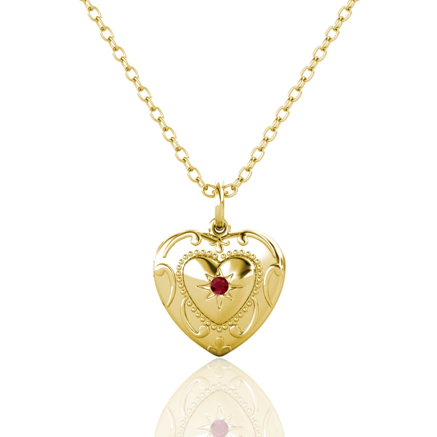 Heart Photo Locket Necklace with Picture Inside - Gold