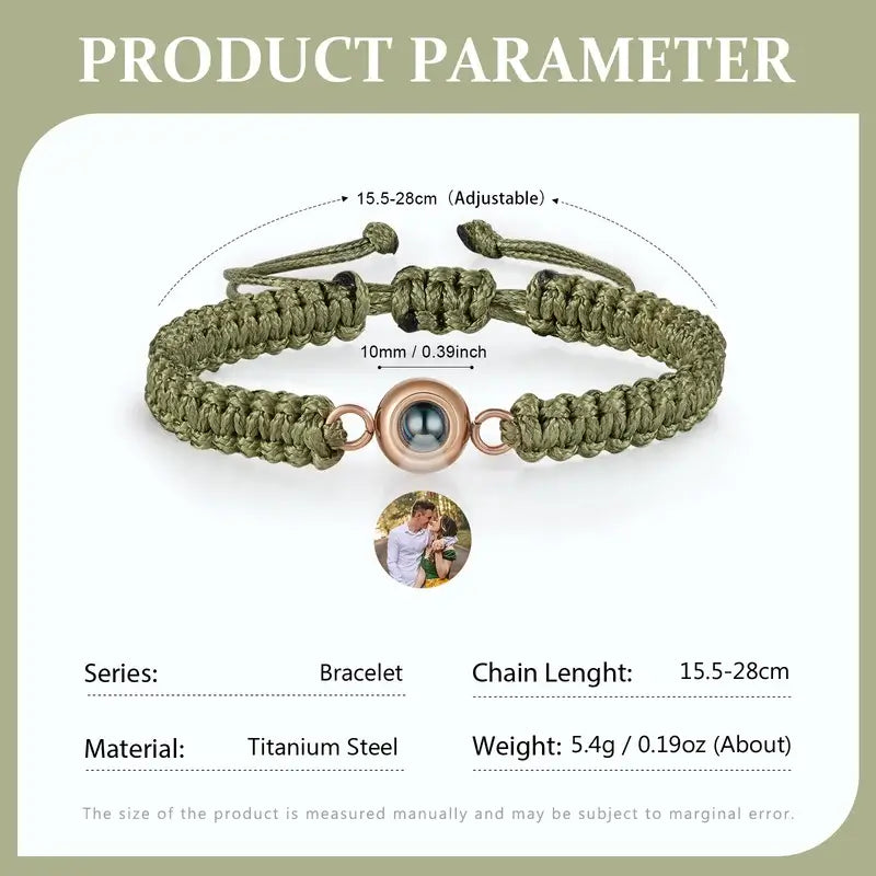 Photo Projection Braided Bracelet | Bracelet with Picture Inside | 4 Colors