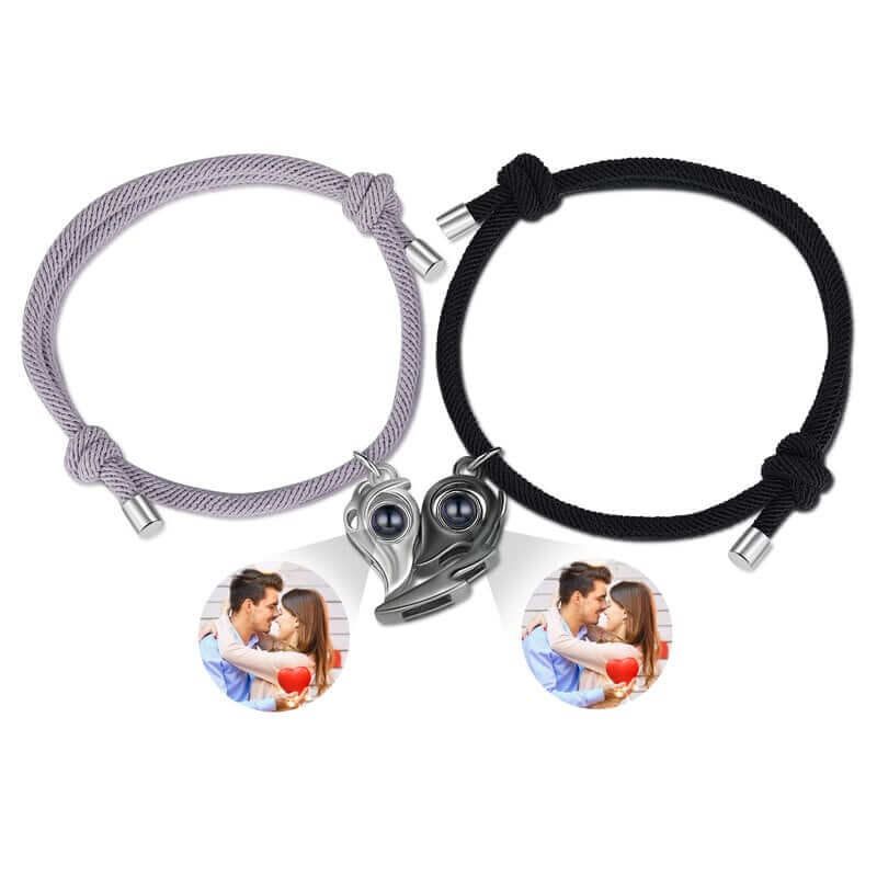 Memory Photo Projection Couple Bracelet with Picture Inside