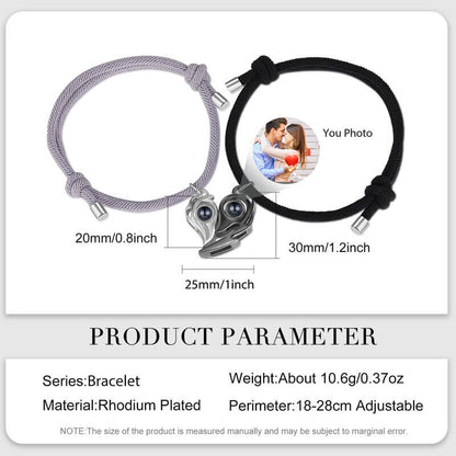 Memory Photo Projection Couple Bracelet with Picture Inside