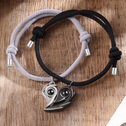 Memory Photo Projection Couple Bracelet with Picture Inside