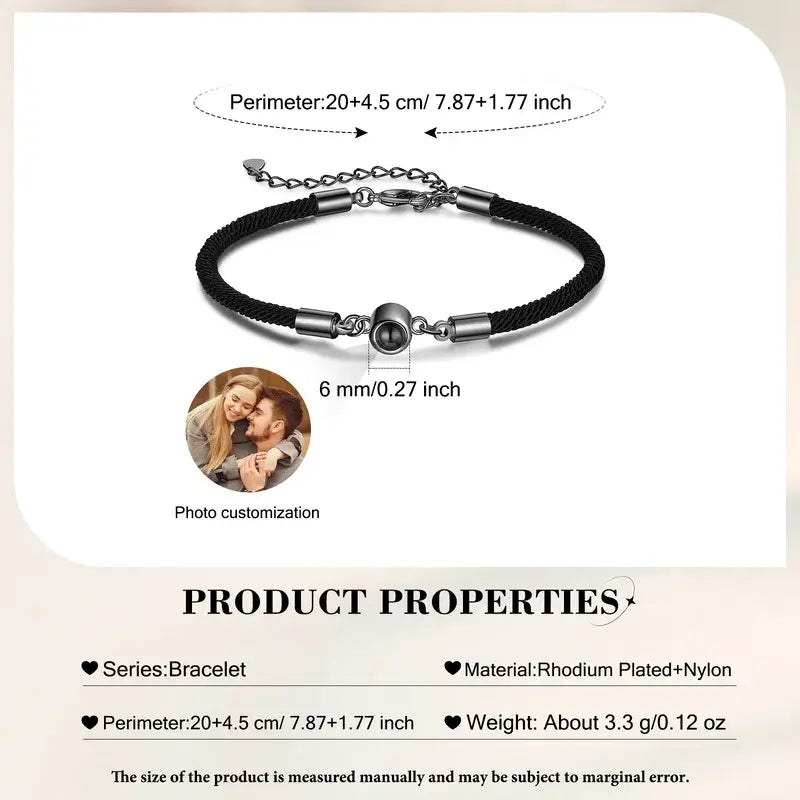 Photo Projection Couple Bracelet with Picture Inside | Memory Bracelet for Couples