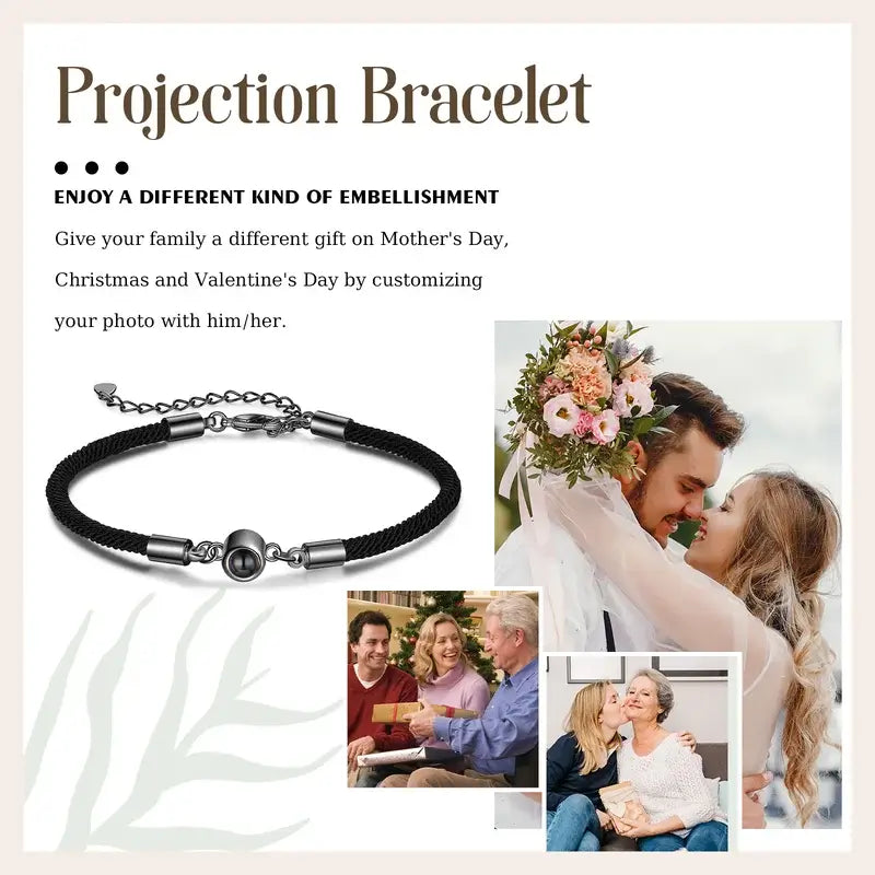 Photo Projection Couple Bracelet with Picture Inside | Memory Bracelet for Couples