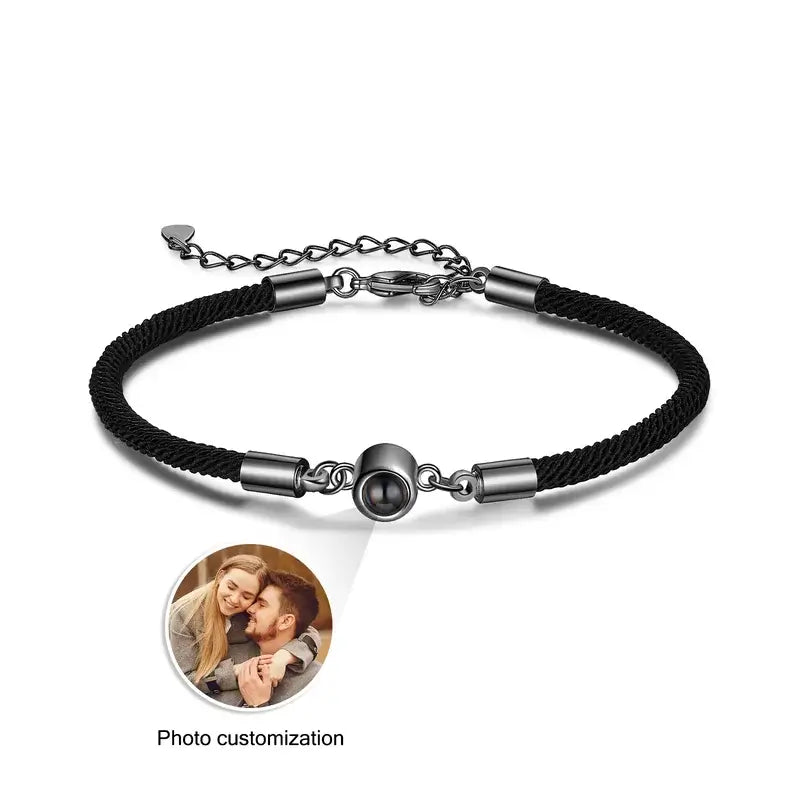 Photo Projection Couple Bracelet with Picture Inside | Memory Bracelet for Couples