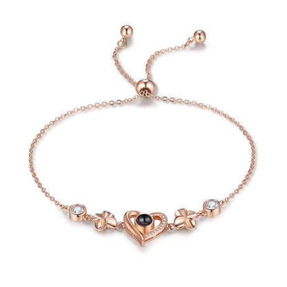 Bracelet with Picture Inside - Photo Projection Heart Bracelet Rose Gold