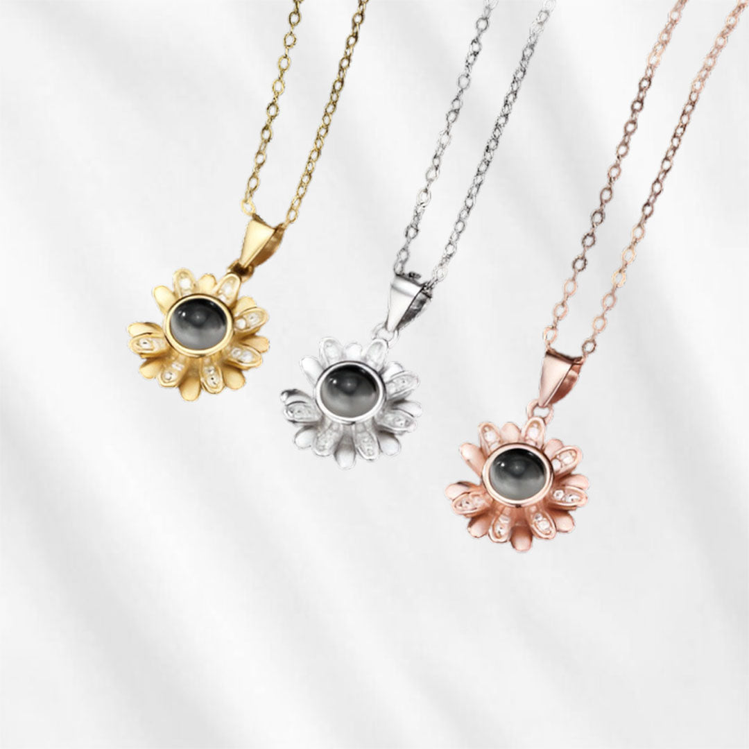 Necklace with Hidden Picture Inside Daisy Projection Necklace