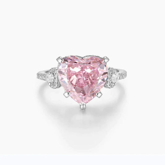 Pink Heart Sterling Silver Ring