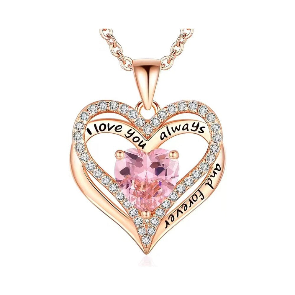 S925 Sterling Silver Double-Layer Necklace with Zodiac Birthstones, Fashionable and Versatile Pendant Necklace for Women, Timeless Heart