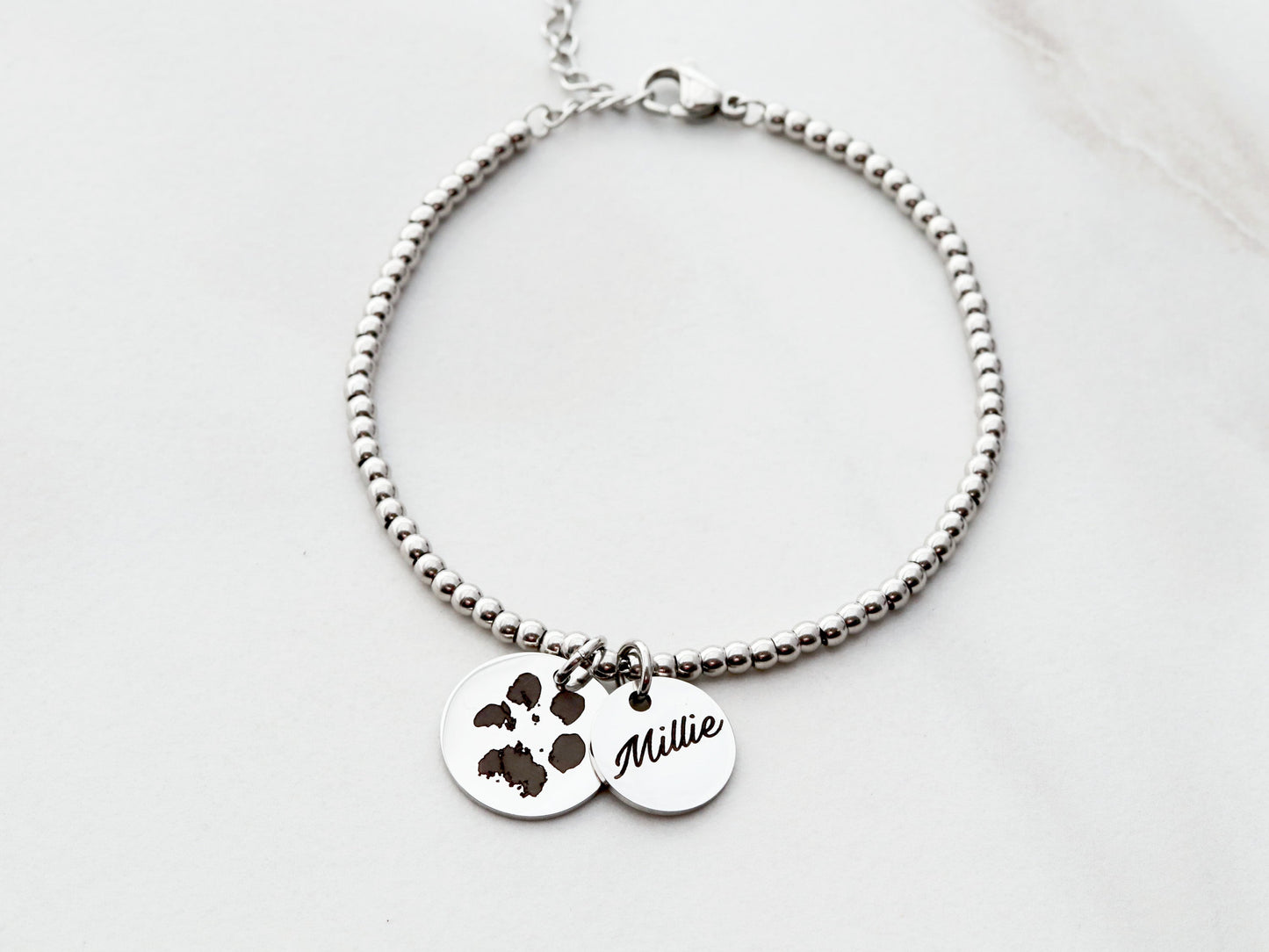 Actual Paw Print Beaded Bracelet