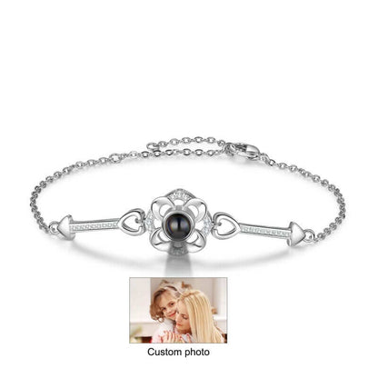 Bracelet with Picture Inside - Personalised Projection Bracelet Flower Pendant