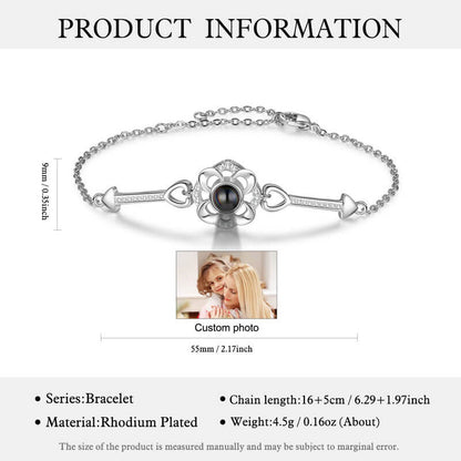 Bracelet with Picture Inside - Personalised Projection Bracelet Flower Pendant