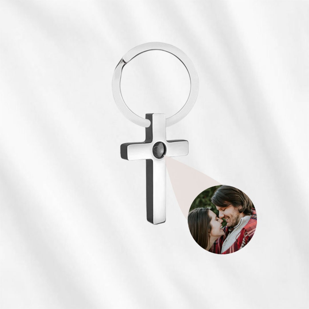 Projection Keychain Cross with Personalized Photo Inside