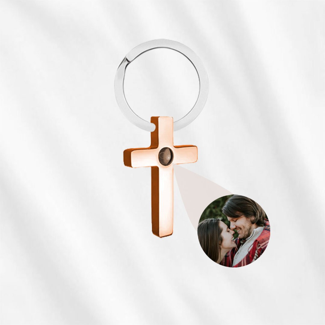 Projection Keychain Cross with Personalized Photo Inside