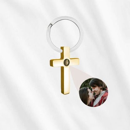 Projection Keychain Cross with Personalized Photo Inside