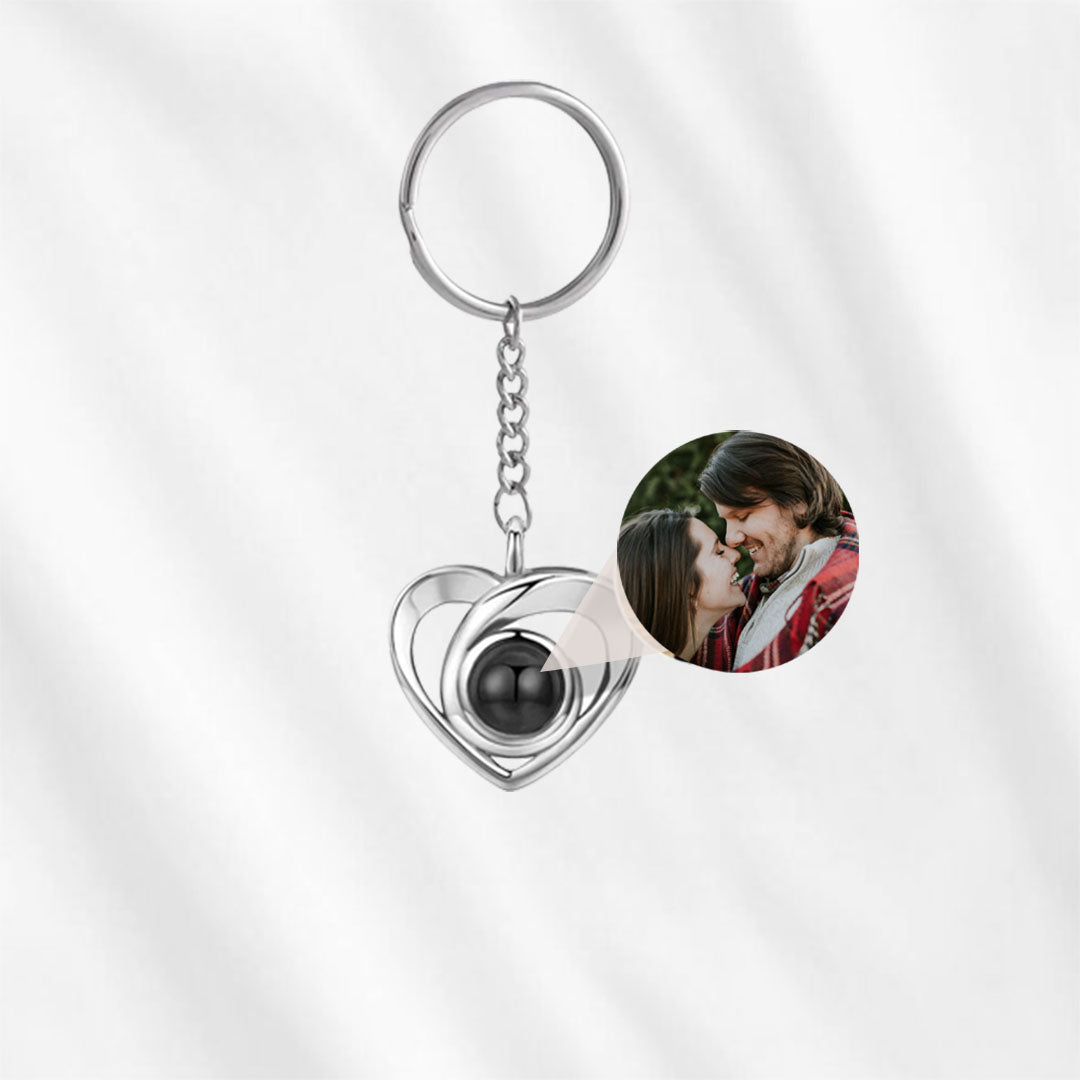 Keychain with Hidden Picture Sterling Silver Heart