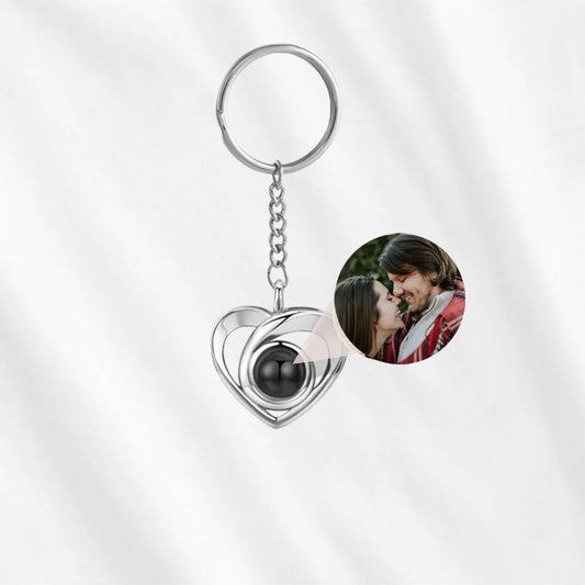 Keychain with Hidden Picture Sterling Silver Heart