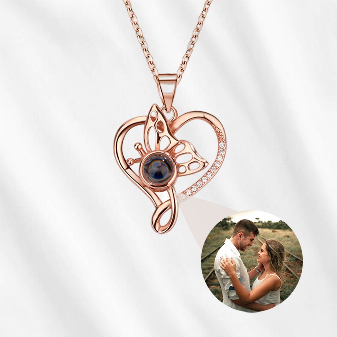 Photo Projection Necklace with Picture Inside Butterfly