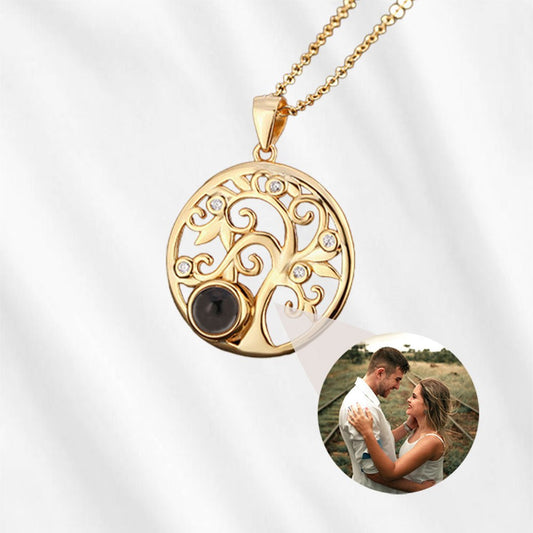 Photo Projection Necklace with Picture Inside Tree of Life