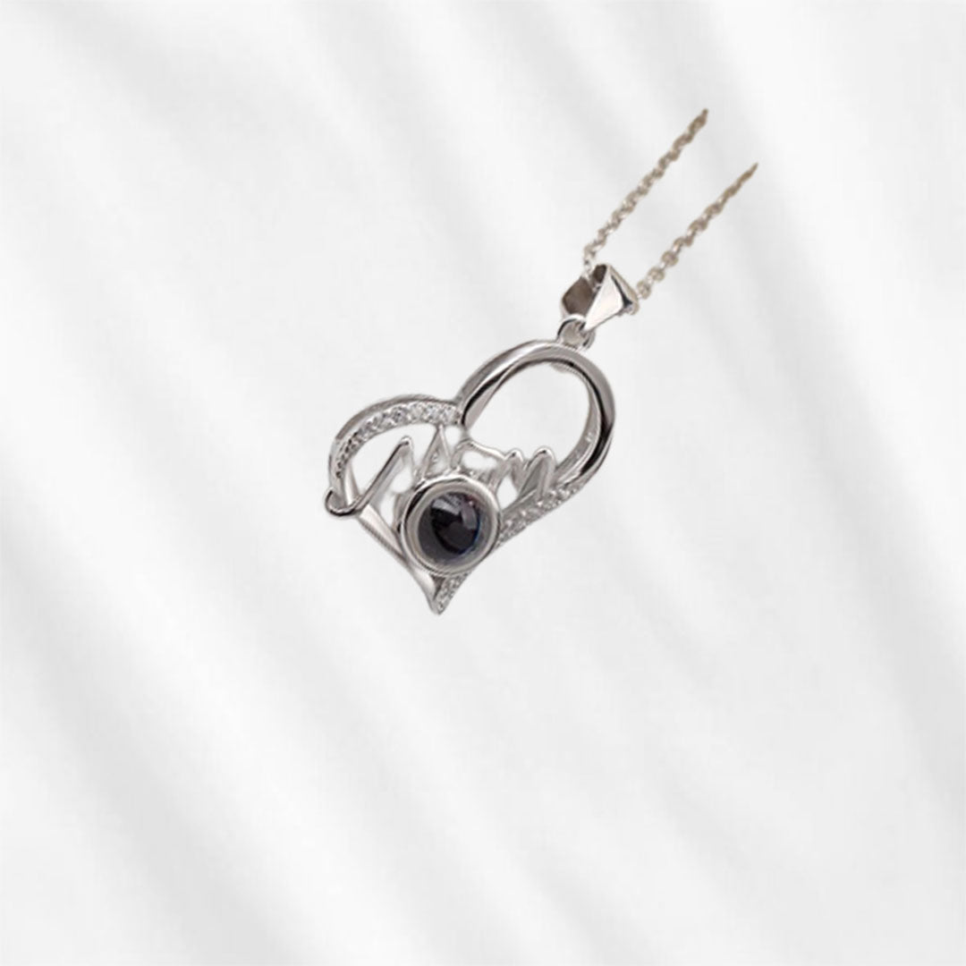 Necklace with Picture Inside for Mom Heart Projection Mother's Day Gift