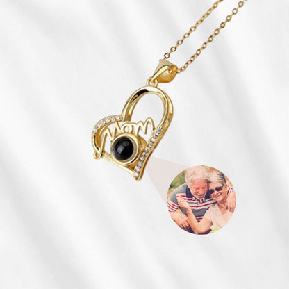 Necklace with Picture Inside for Mom Heart Projection Mother's Day Gift