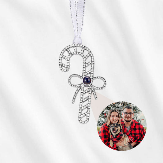 Personalized Photo Projection Ornament Candy Cane