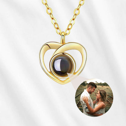 Heart Projection Necklace with Picture Inside Sterling Silver