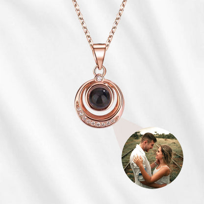 Necklace with Picture Inside Halo Projection Necklace Dainty