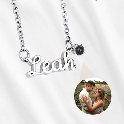 Photo Projection Necklace with Custom Name Engraved