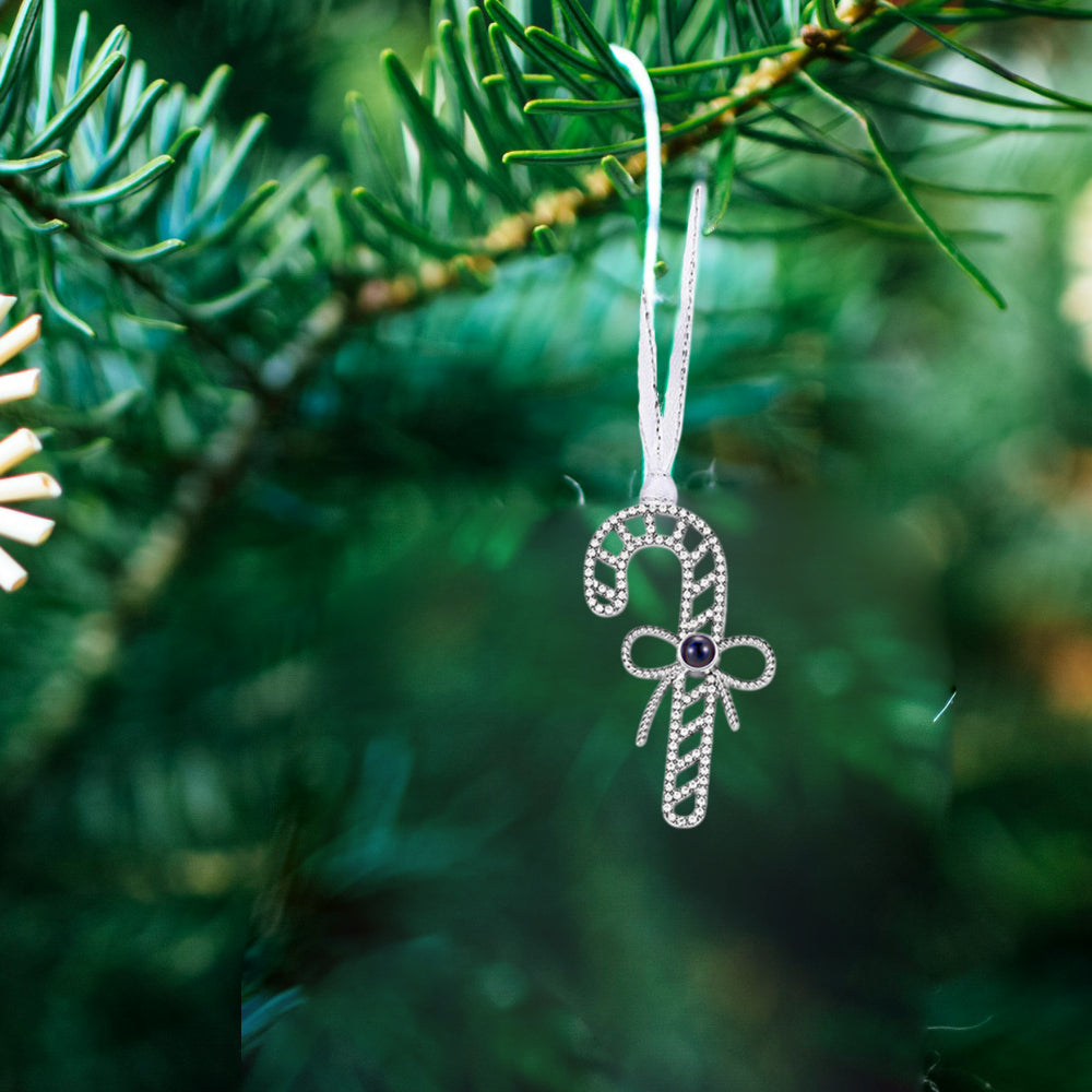 Personalized Photo Projection Ornament Candy Cane