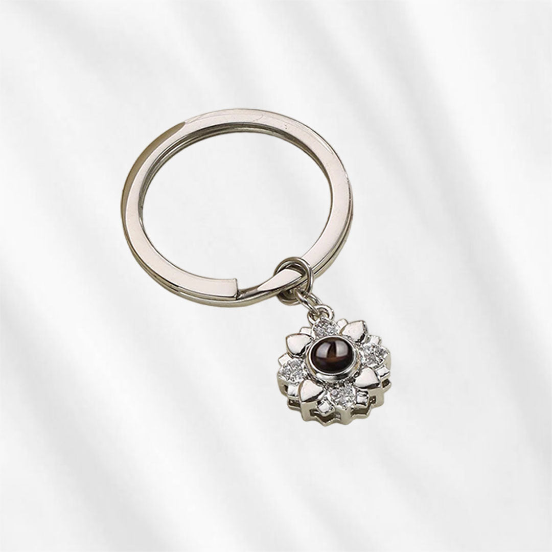 Hidden Picture Keychain Sterling Silver Flower