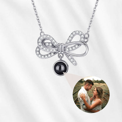 Picture Projection Necklace Bow Tie Sterling Silver