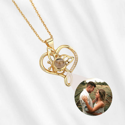 Photo Projection Necklace with Picture Inside Butterfly