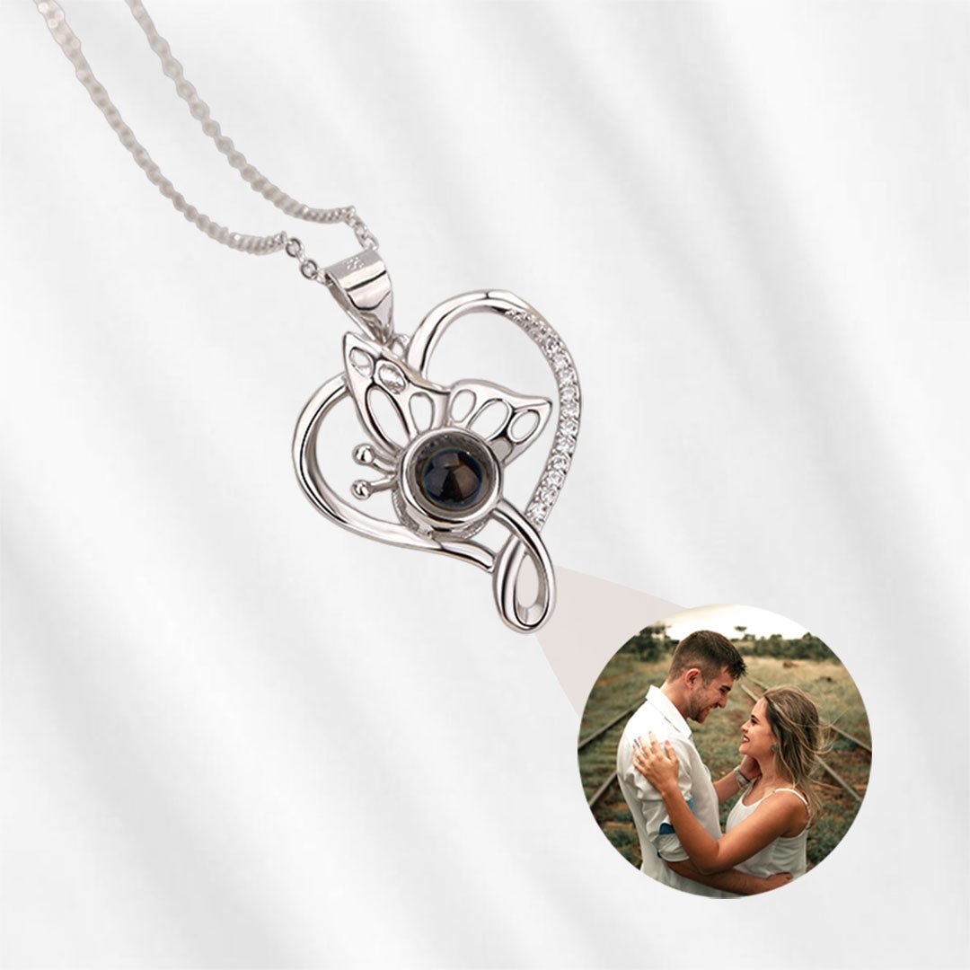 Photo Projection Necklace with Picture Inside Butterfly