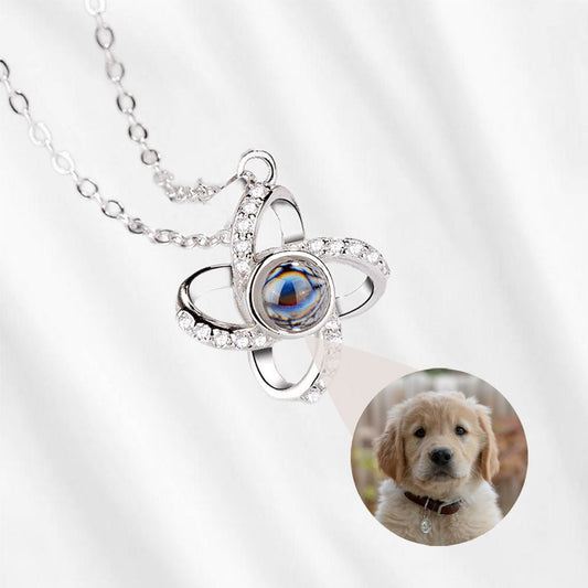 Photo Projection Necklace Clover Necklace with Picture Inside Glass