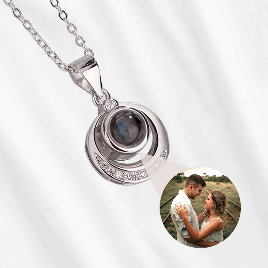 Necklace with Picture Inside Halo Projection Necklace Dainty