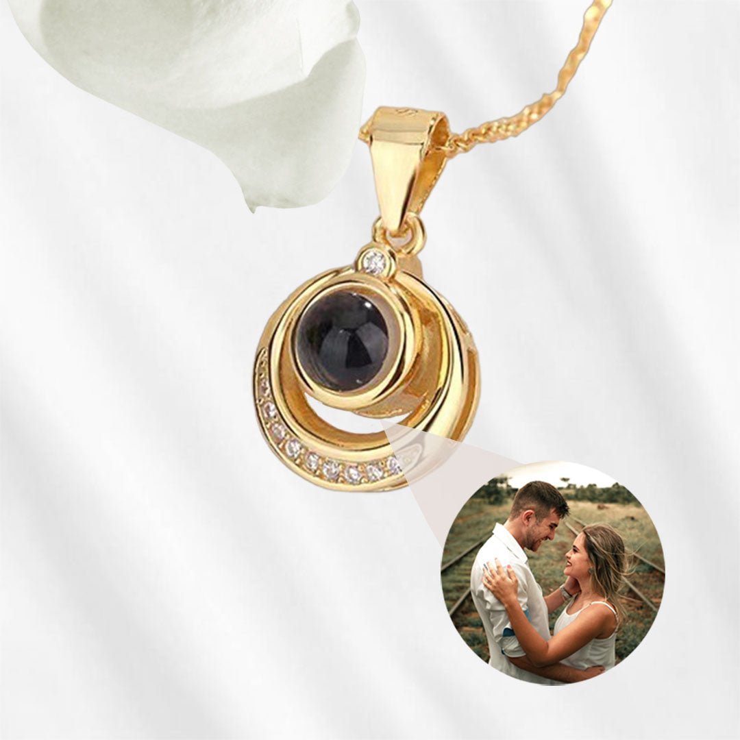 Necklace with Picture Inside Halo Projection Necklace Dainty