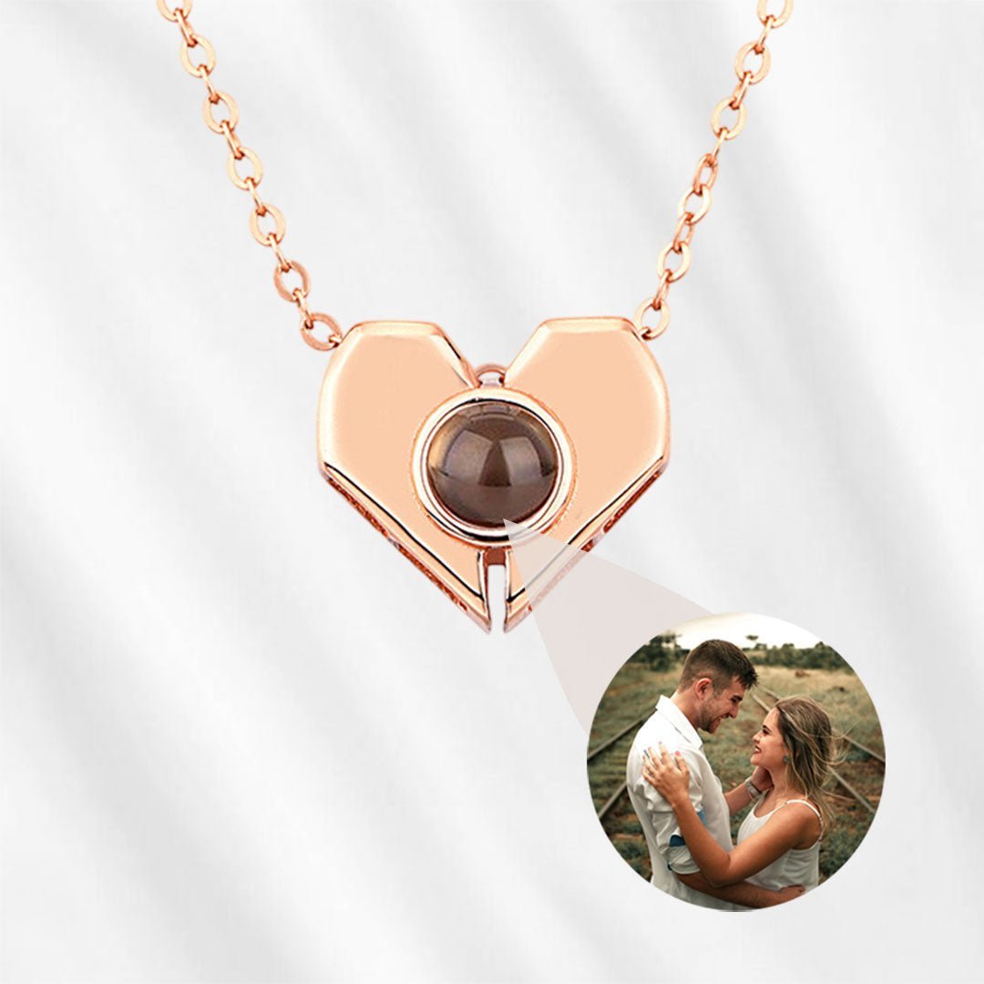 Customized Necklace with Picture Heart Pendant Sterling Silver