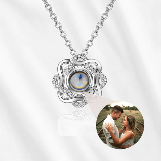 Projection Photo Necklace Intertwined Love Sterling Silver for Women